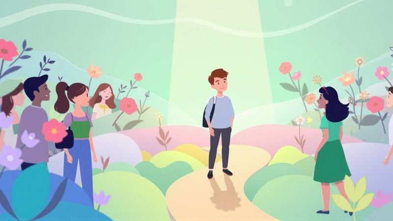 Un grupo diverso explora un paisaje digital optimista
