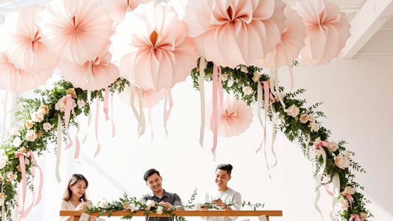 Móviles de papel crean un ambiente alegre