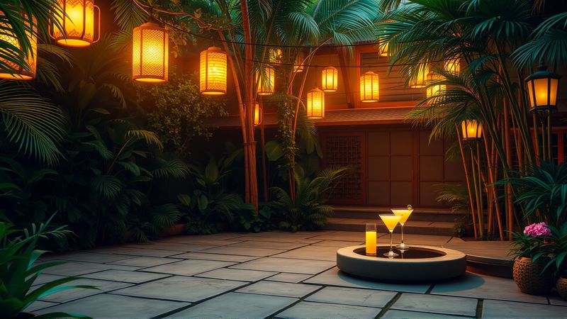 Un tranquilo patio tropical invita a la calma