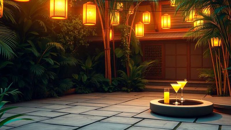 Un tranquilo patio tropical invita a la calma