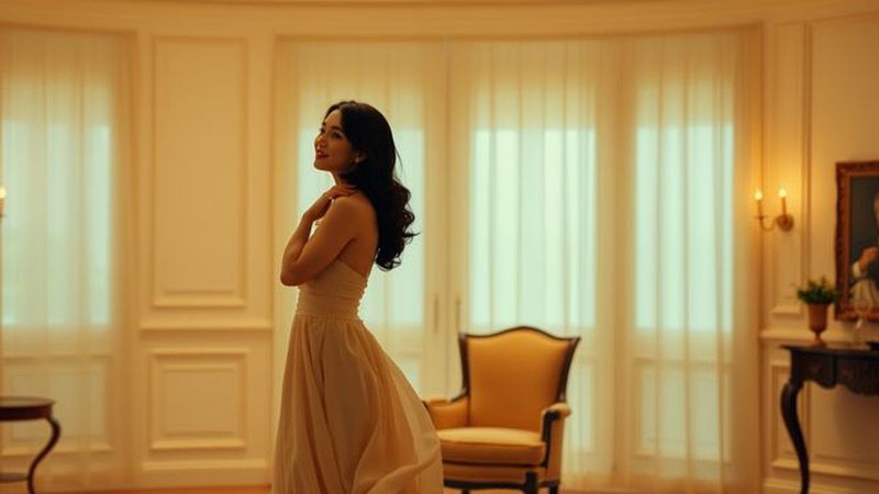 Una figura serena irradia calma y elegancia