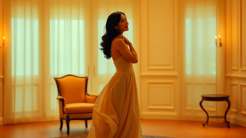 Una figura serena irradia calma y elegancia