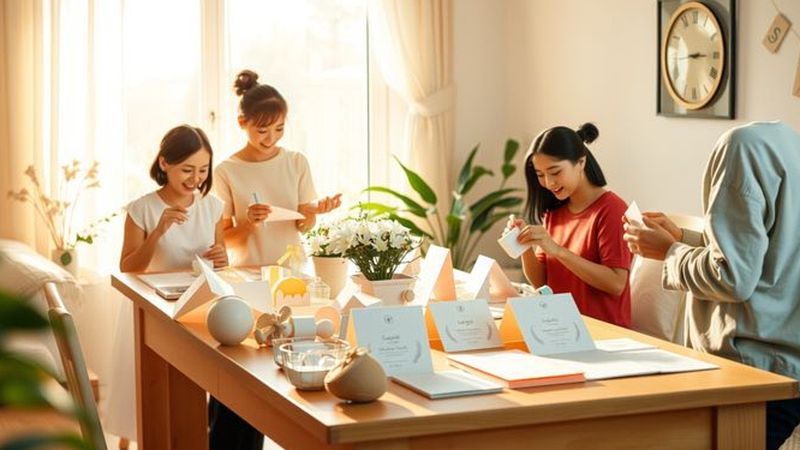 Un grupo crea decoraciones delicadas en paz
