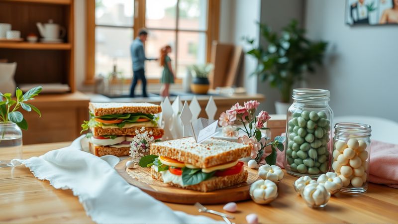 Una cocina acogedora presenta arte y comida