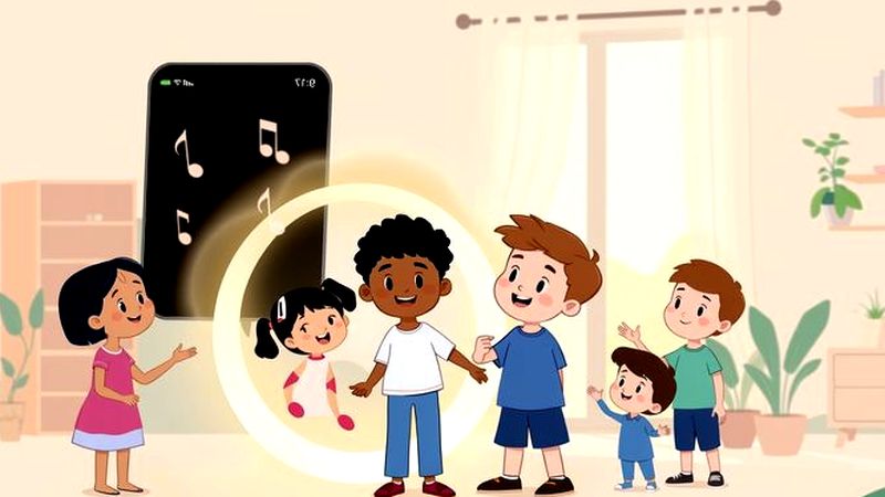 Un niño guía a niños en música