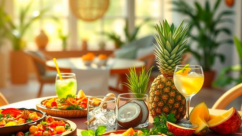 Una mesa tropical sugiere paz y sabor