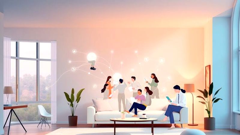 Un espacio digital sereno colabora armoniosamente
